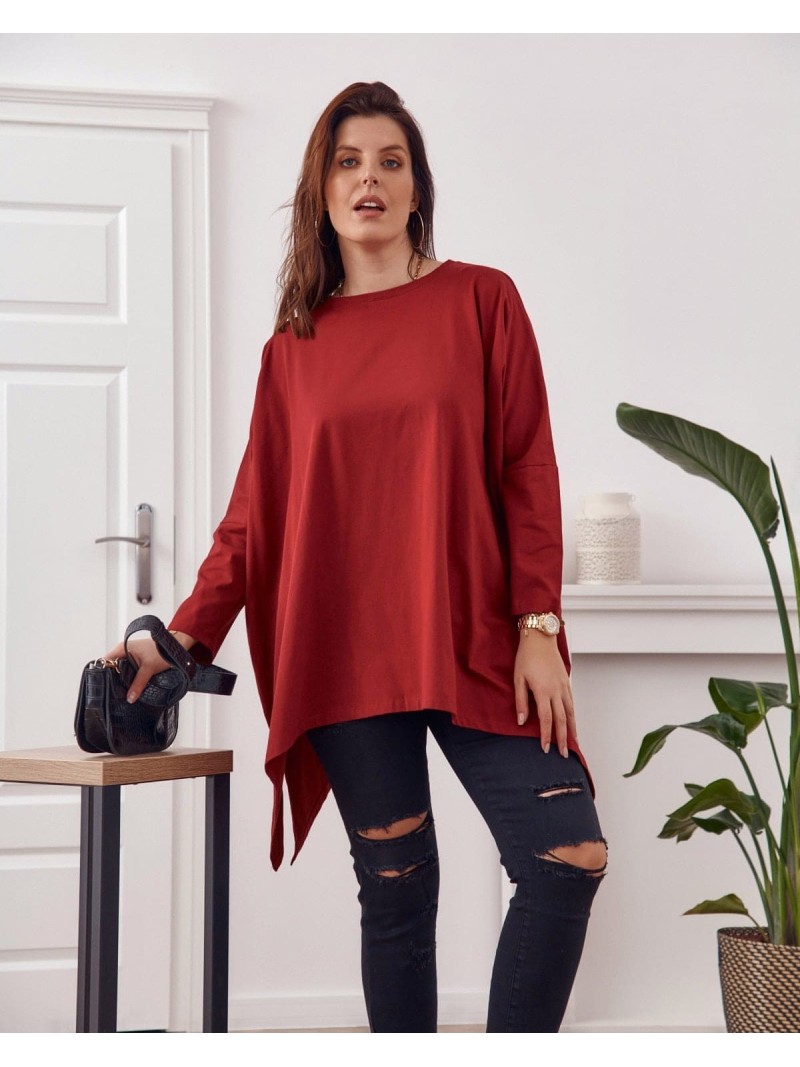 Burgundy tunic with longer sides FK562 - Online store - Boutique